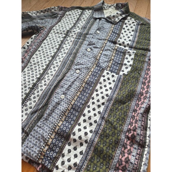 United Arrows Monkey Time Men's M Short Sleeve Button Up Shirt Ethnic Pattern - Picture 2 of 8